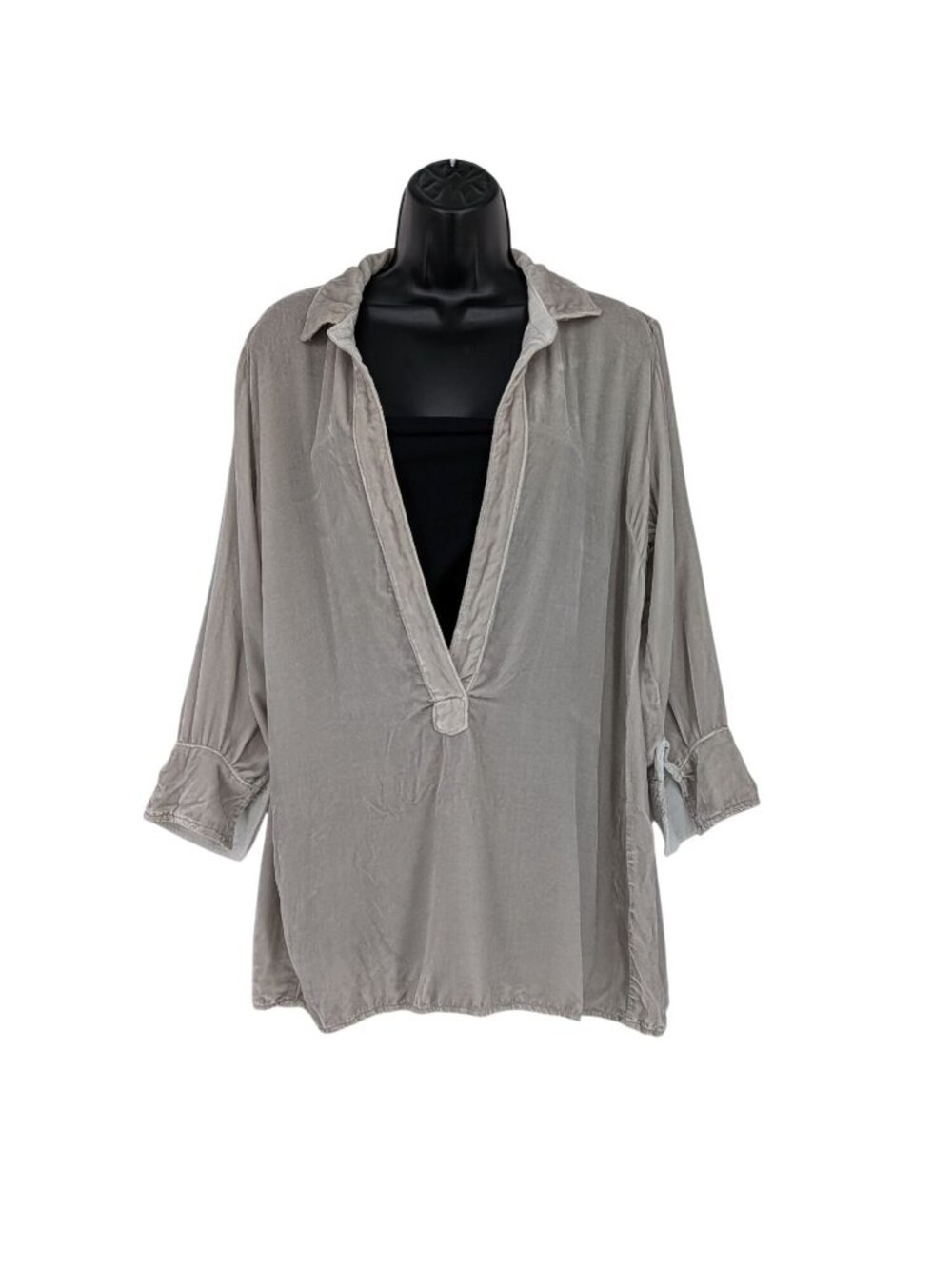 CP Shades Deep V Velvet Tunic Top Rayon Silk Boho Minimalist Relaxed USA Small‎